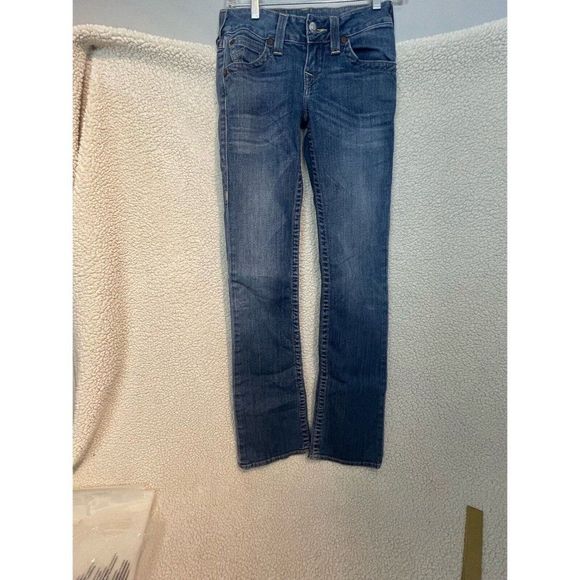 True Religion Hi-Rise Boot Cut Dark Wash Womens Jeans Size 26 Flap Pockets - Picture 8 of 13